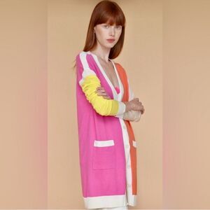 VILAGALLO Color block Colorful‎ Women's Cardigan Sweater Sz L